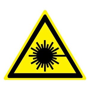 Знак W10 Опасно. Лазерное излучение ГОСТ 12.4.026-2015 (Пленка 200 х 200)