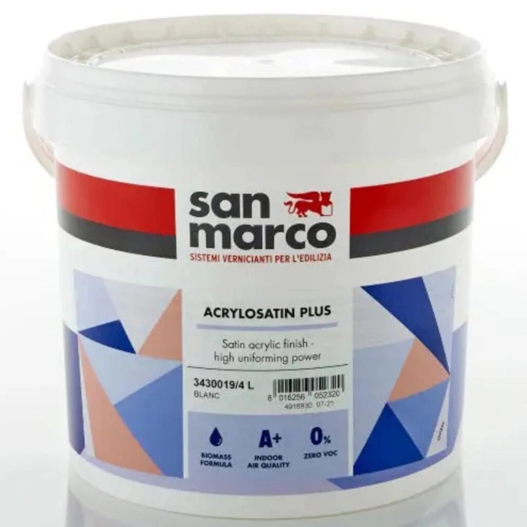 AcryloSatin Plus. интерьерная моющаяся полуматовая краска, bianco - 1 л. от компании ТОО Галерея Центр - фото 1