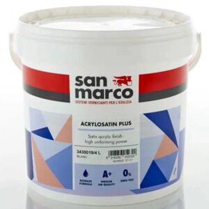 AcryloSatin Plus. интерьерная моющаяся полуматовая краска, bianco - 1 л.