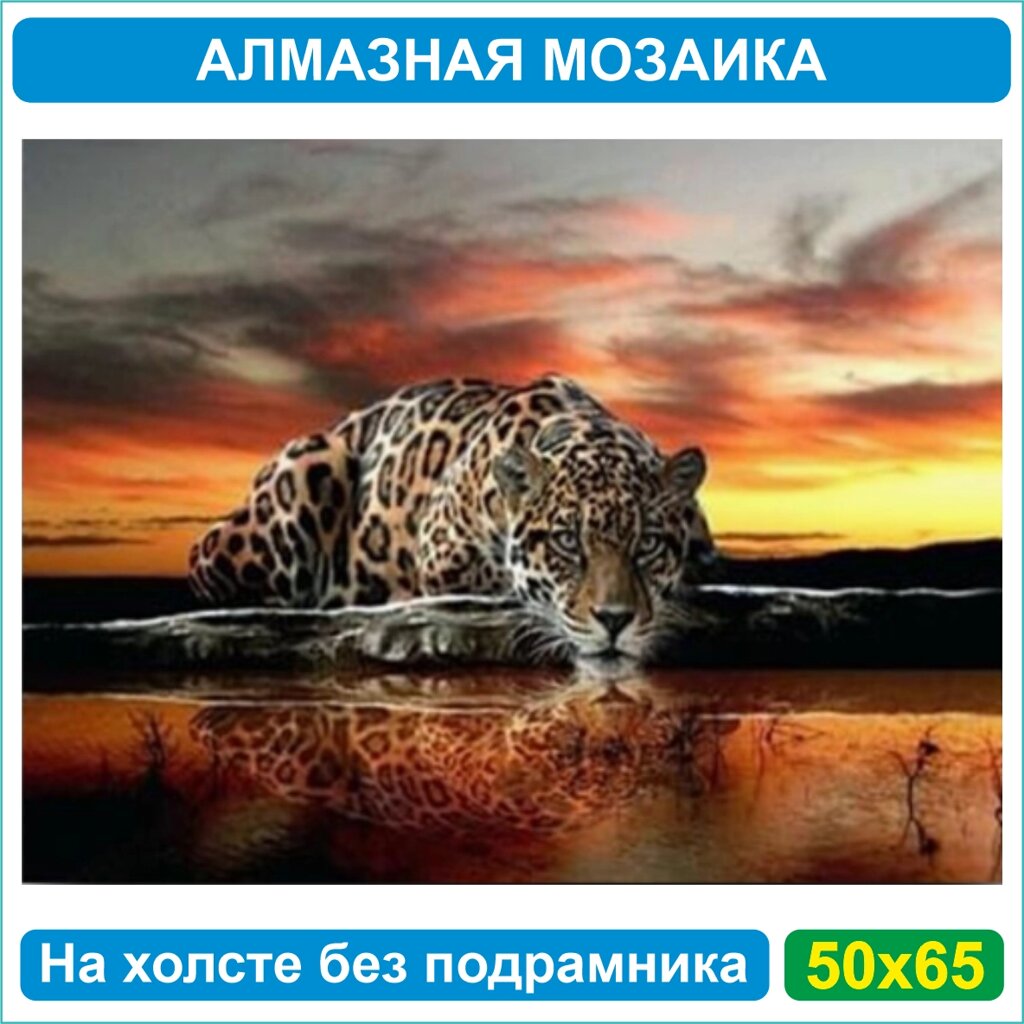 Алмазная мозаика "Леопард" (50х65 Без подрамника) от компании L-Shop - фото 1