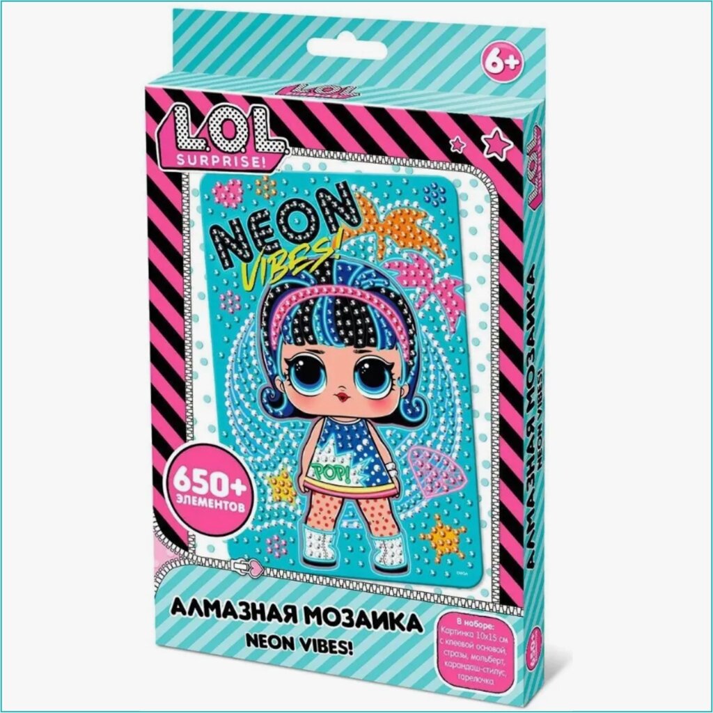 Алмазная мозаика "LOL" Neon Vibes (10х15 с подрамником) от компании L-Shop - фото 1