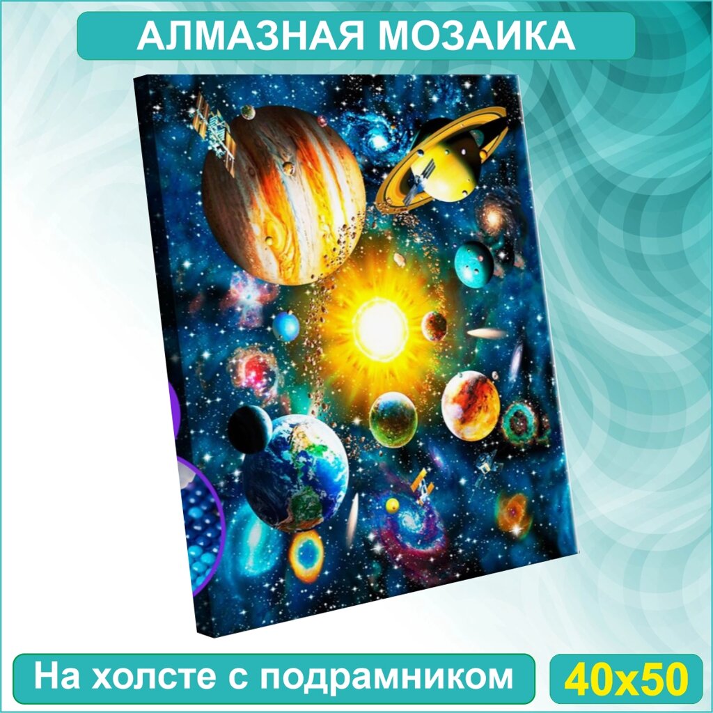 Алмазная мозаика "Планеты нашей галактики" (40х50 с подрамником) от компании L-Shop - фото 1