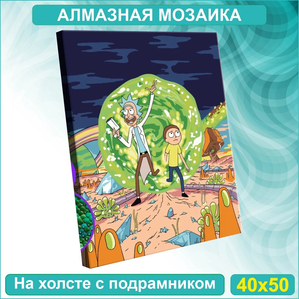 Алмазная мозаика "Рик и Морти в портале (Rick and Morty)" (40х50) от компании L-Shop - фото 1