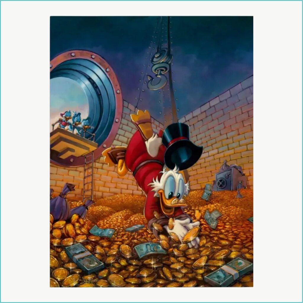 Картина на холсте "Скрудж купается в деньгах" (Disney) (30х40) от компании L-Shop - фото 1