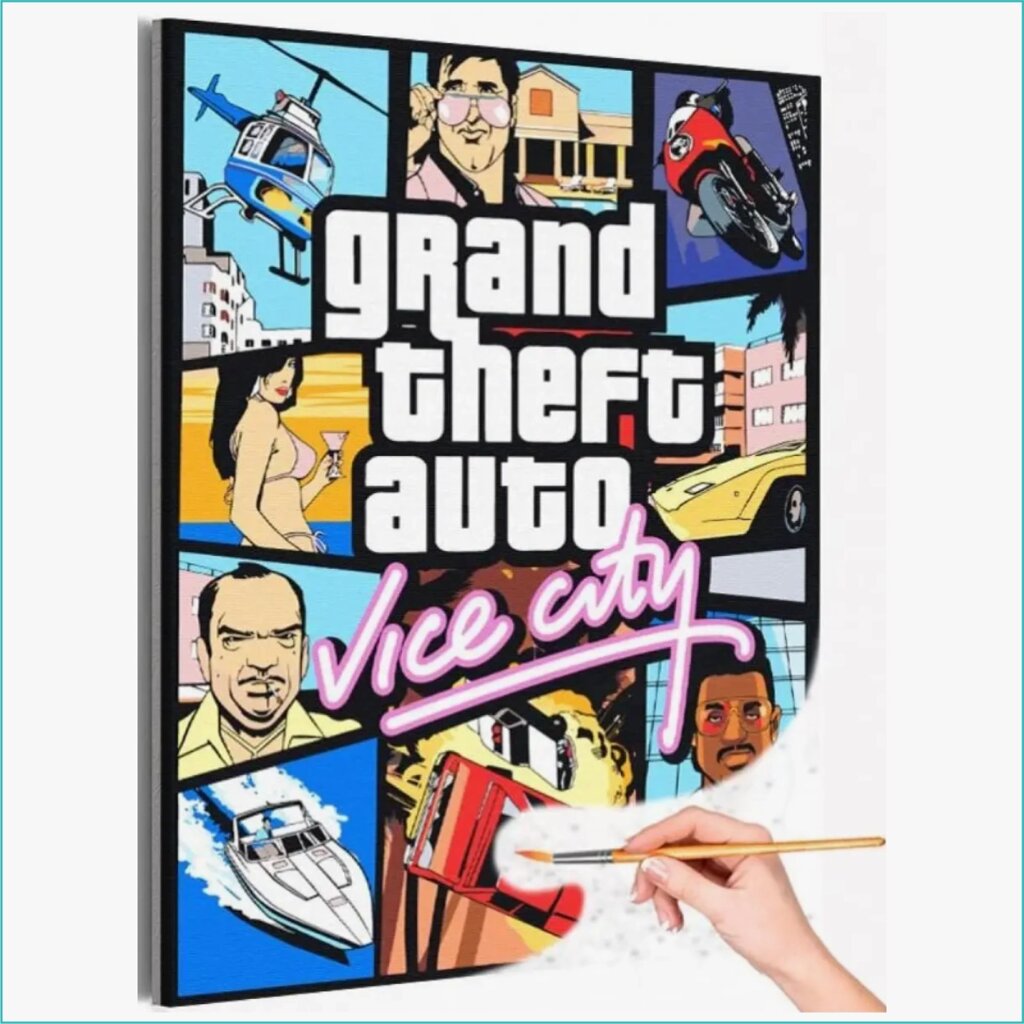 Картина по номерам "Компьютерная игра GTA - Vice City" (40х50) от компании L-Shop - фото 1