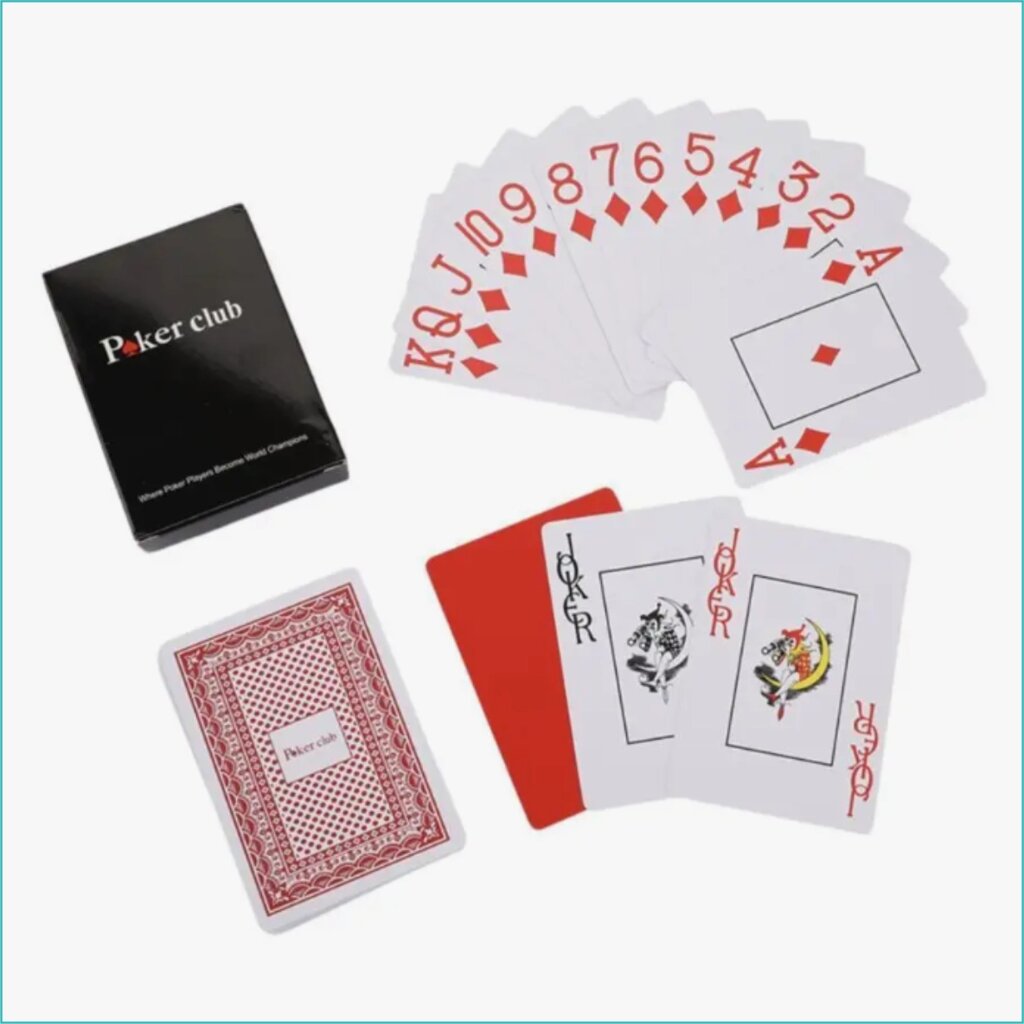 Карты игральные для покера "Poker Club" Red (пластиковые 54 шт.) от компании L-Shop - фото 1