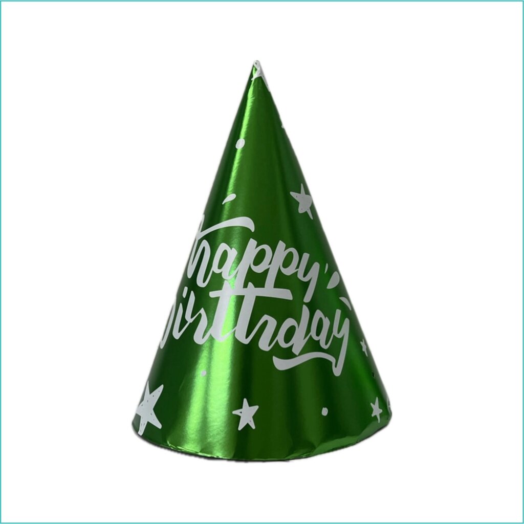 Колпак для праздника "Happy Birthday" (Зеленый) от компании L-Shop - фото 1