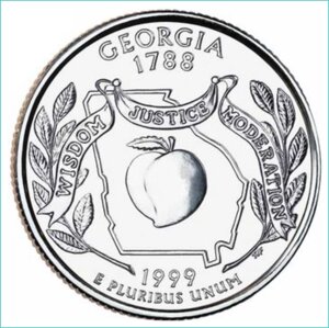 Монета "Джорджия - Georgia" 25 центов (США) 1999