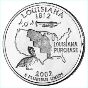 Монета "Луизиана - Louisiana" 25 центов (США) 2002