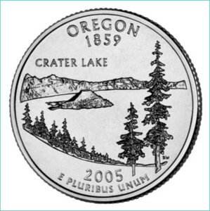 Монета "Орегон - Oregon" 25 центов (США) 2005