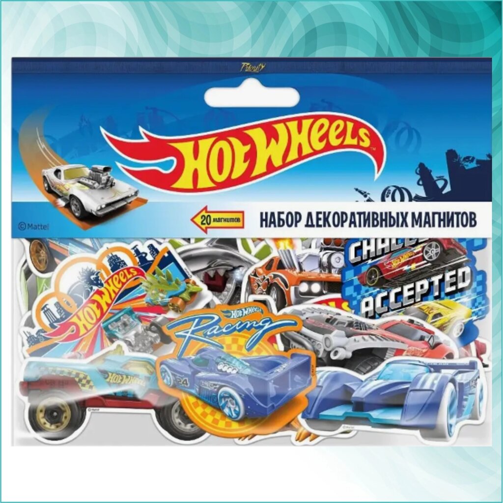 Набор декоративных магнитов "Хот вилз" (Hot Wheels Mattel) 20шт. от компании L-Shop - фото 1