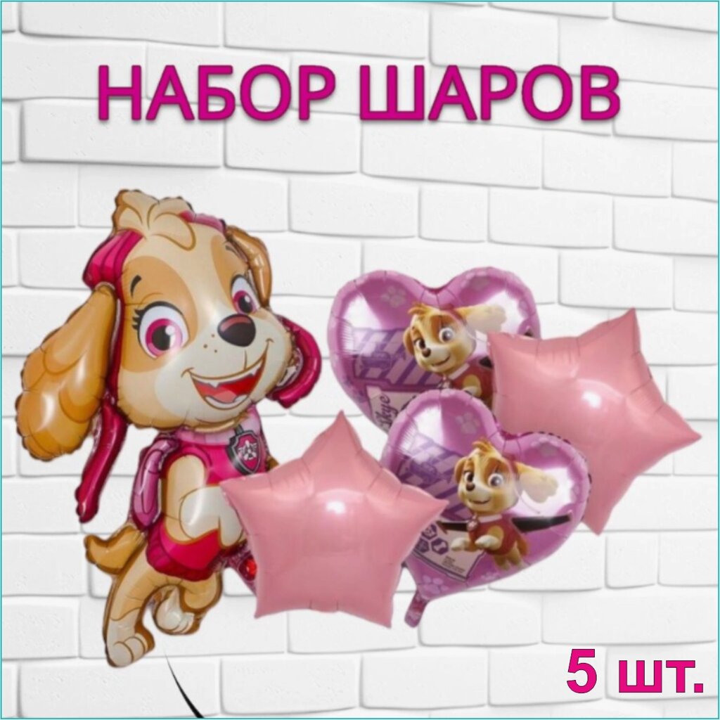 Набор фольгированных воздушных шаров "Щенячий патруль Скай” (Paw Patrol) 5 шт. от компании L-Shop - фото 1