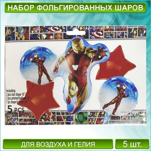 Набор фольгированных воздушных шаров "Железный человек”MARVEL) 5 шт.