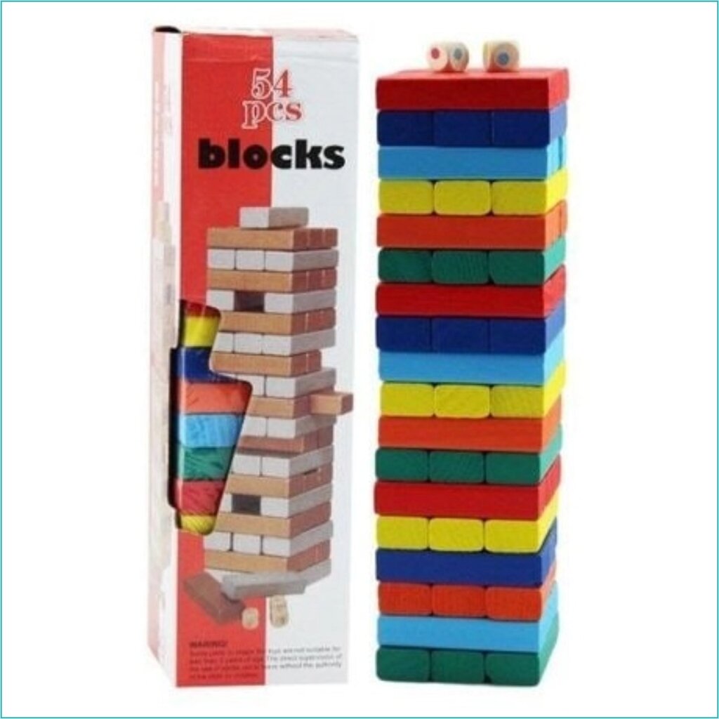 Настольная игра "Дженга - Jenga" цветная (54 блока) от компании L-Shop - фото 1