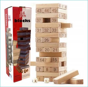 Настольная игра "Дженга - Jenga" с цифрами (54 блока)