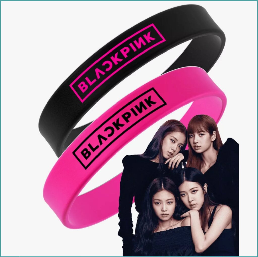 Парные силиконовые браслеты "Black Pink (K-Pop)" (Размер 16-22см.) от компании L-Shop - фото 1