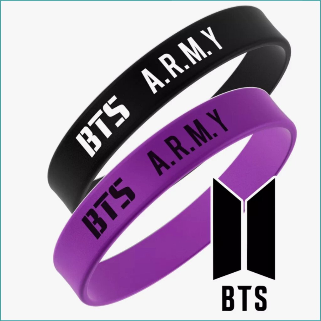 Парные силиконовые браслеты "BTS Army (K-Pop)" (Размер 16-22см.) от компании L-Shop - фото 1