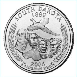 Монета "Южная Дакота - South Dakota" 25 центов (США) 2006