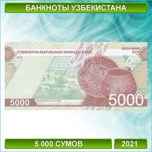 Банкнота 5000 сумов 2021 (Узбекистан)