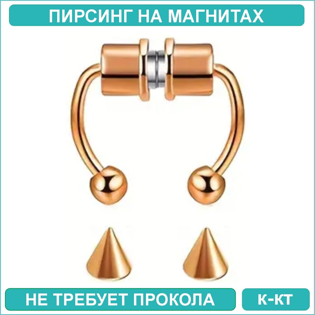 Пирсинг на магнитах "Пики" Bronze (+ 1 пара насадок в подарок) от компании L-Shop - фото 1