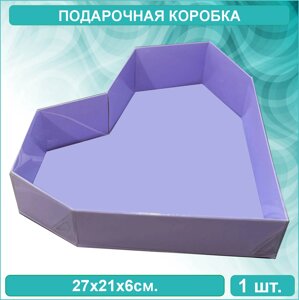 Подарочная коробка "Сердце" красная (27х21х6) с прозрачной крышкой