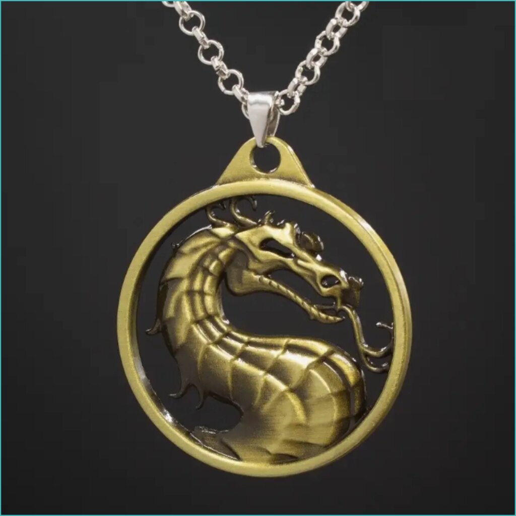 Подвеска (кулон) с цепочкой "Дракон Мортал Комбат" (Mortal Kombat) Gold от компании L-Shop - фото 1