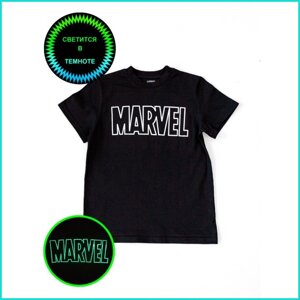 Светящаяся футболка детская "MARVEL" Черная (Размер: 134-140)