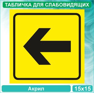 Табличка для слабовидящих "Направление движения Влево Вправо Тип 2 - без надписей"Акрил 15х15)