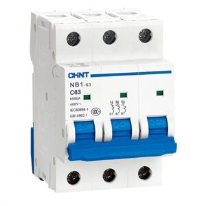 Выключатель автоматический Chint NB1-63 (R) 179698 3п C 10А 6кА